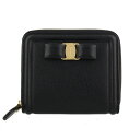 Ferragamo フェラガモ 二つ折り財布 レディース ヴァラ リボン ブラック 22D156 NERO