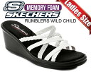 最大3,000円OFFクーポン発行中!!【スケッチャーズ サンダル】SKECHERS RUMBLERS WILD CHILD WHT【厚底サンダル レディース ウエッジソール ラインストーン ウィメンズ ホワイト ブラック】