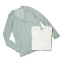 【S/S OUTLET】【SALE30】【国内正規品】【WOMEN】S/S forte_forte ( フォルテフォルテ ) / コットンリネン Uネック ロングスリーブ Tシャツ【ホワイト/ミントグリーン】【送料無料】