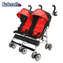 コルクラフト KOLCRAFT ベビーカー 双子用 2人乗り クラウド アンブレラ KT010-SCR1 ブラック/レッド Umbrella Strollers Cloud SideBy Side (New) 軽量