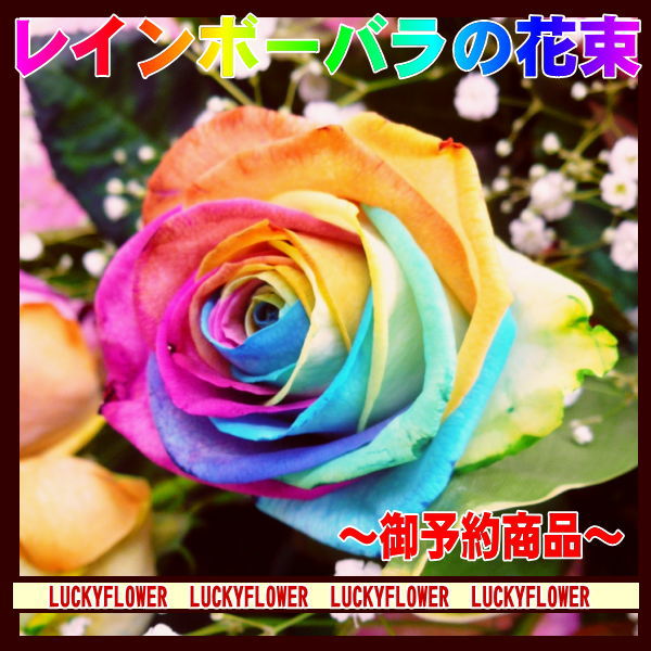 【MIX】【誕生日】【バラ】御祝店長おすすめ！本数選択！要予約商品！レインボーバラの花束！！【送料無料】『人気七色バラのお花で大切なあの人に思いを贈ろう！！』