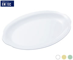 エンテック／ENTEC　給食用食器　小判皿　プラタン型　12吋　No.36A　（日本製・国産・メラミン食器・給食食器・千羽鶴印・楕円皿）