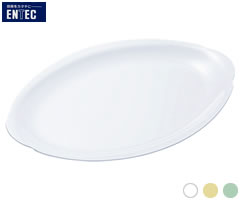 エンテック／ENTEC　給食用食器　小判皿　プラタン型　14吋　No.35　（日本製・国産・メラミン食器・給食食器・千羽鶴印・楕円皿）