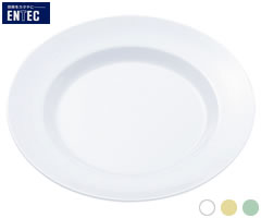 エンテック／ENTEC　給食用食器　平皿　リム型　18cm　No.27　（日本製・国産・メラミン食器・給食食器・千羽鶴印・洋皿・丸皿）