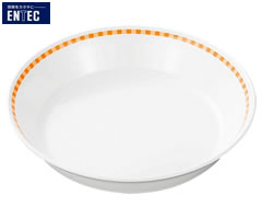 エンテック／ENTEC　学校給食　クルーク　丸皿　深型　19cm　KSW-107　（日本製・国産・メラミン食器・給食用食器・給食食器・千羽鶴印）人気の高いベーシックデザイン！軽くて壊れにくいメラミン製食器！食器洗浄機にも使用可能！エンテック　学校給食　クルーク　丸皿　深型　19cm※日本製※