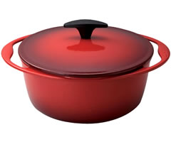 ル・クルーゼ／LECREUSET　センセーション　ココットロンド22cm　チェリーレッド　（ルクルーゼ：両手鍋）