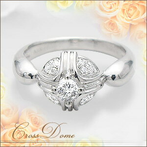 K18 一粒ダイヤモンドリング『CrossDome0.26ct[F〜Dカラー/無色透明/SIクラスG...:lugejewelry:10001637