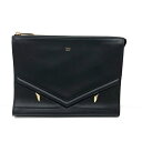 FENDI フェンディ モンスター バッグバグズ クラッチバッグ セカンドバッグ レザー ブラック ゴールド 中古品 本物 送料込み 送料無料!!