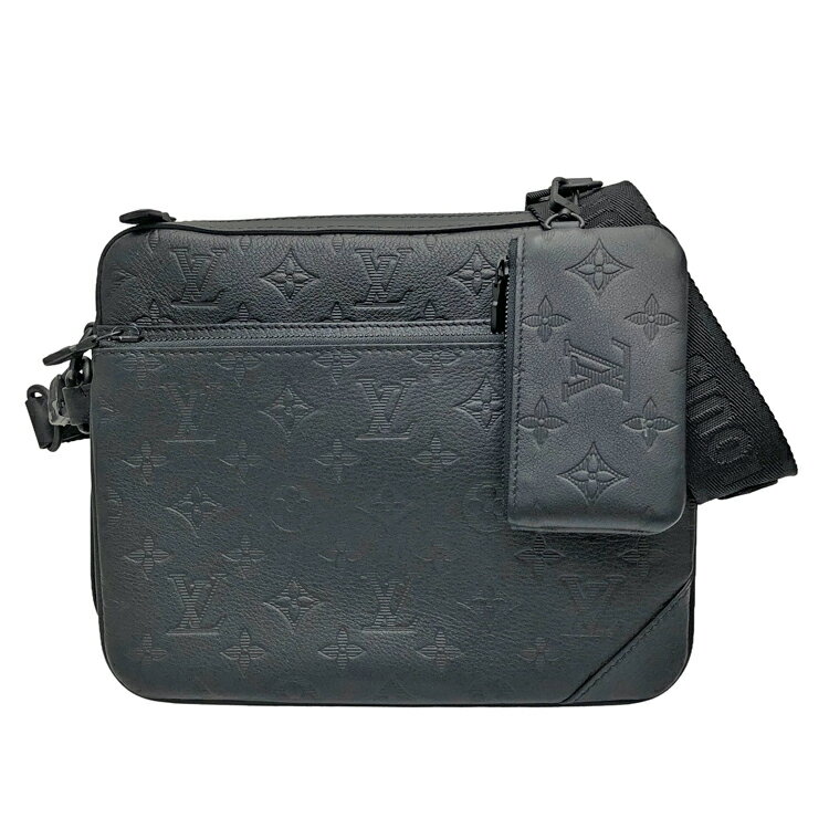 【中古】 LOUISVUITTON ルイヴィトン モノグラム シャドウ トリオ・メッセンジャー M46602 メッセンジャーバッグ ショルダーバッグ クロスボディバッグ ノワール ブラック メンズ 本物 送料込み!!