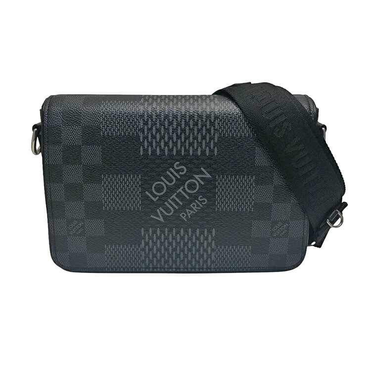 【中古】 LOUIS VUITTON ルイヴィトン ダミエ グラフィット3D ステュディオ メッセンジャーバッグ N50013 ショルダー バッグ ボディ バッグ レザー ブラック メンズ 本物 送料込み!!