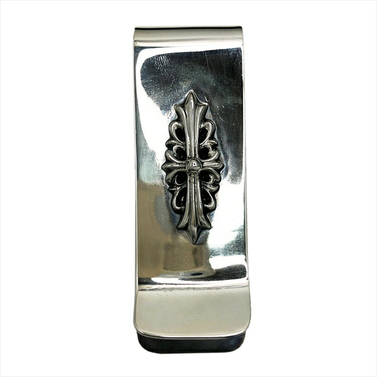 【中古】ChromeHearts クロムハーツ MNY CLIP SM フローラルクロスモチーフ マネークリップ コンパクトウォレット ミニウォレット 二つ折り財布 ミニ財布 SV925 シルバー 本物 送料込み!!