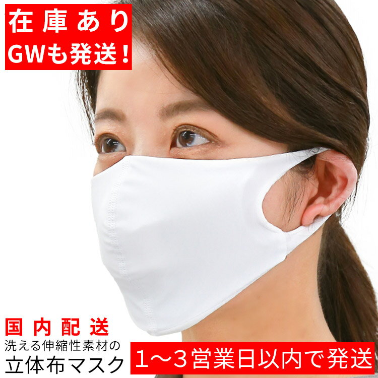 ＜1〜3営業日出荷・GWも発送！＞洗える伸縮性素材の立体布マスク（フィルターポケット付き） [mdh008] マスク 布マスク 水着素材