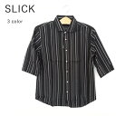 ショッピング閉店 【78%オフ】SLICK - スリック -ドビーストライプ6分袖シャツ
