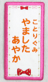 刺繍名札ワッペン『お姫様リボン・縦長』【お得な5個セット！】