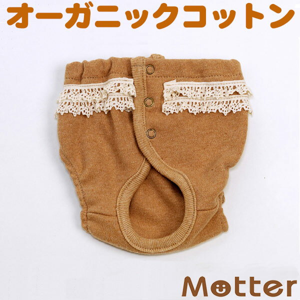 犬用【無地ブラウンサニタリーショーツ】（4-6号）純オーガニックコットン100％のドッググッツ(Sanitary Shorts)