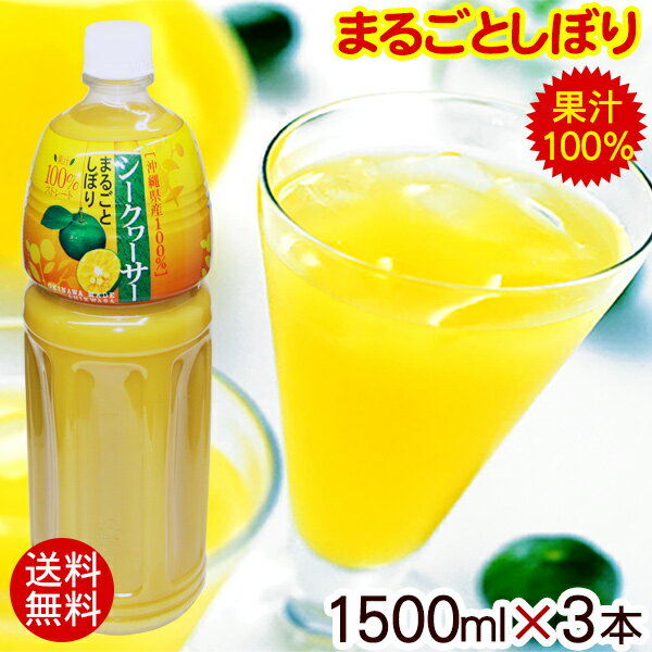 【送料無料】沖縄産100％シークワーサー果汁 1500ml×3本（4500ml）（まるごとしぼり！シークヮーサー原液）お安くなりました！シークワーサー果汁100％（原液）お得サイズ！