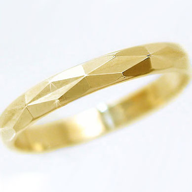 結婚指輪:マリッジリング:ゴールドk18:ダイヤカット加工:ペアリング/K18yg指輪