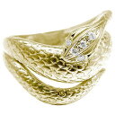 ダイヤモンドリング スネークリング イエローゴールドk18 蛇リング 指輪