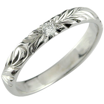 ハワイアン 指輪 ジュエリー ハワイアンリング ダイヤモンド 一粒ダイヤモンド ダイヤ0.05ct ピンキーリング ホワイトゴールドK18