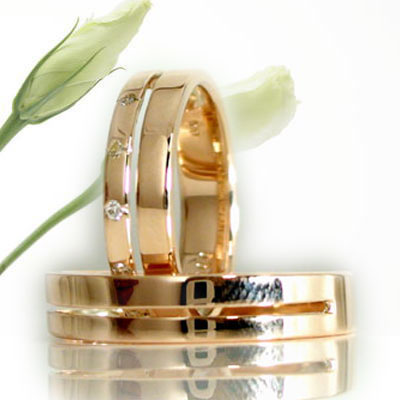 K18ピンクゴールド:結婚指輪:ペアリング:マリッジリング:ペア2本セット:ダイヤモンドリング/K18pg指輪ダイヤ0.06ct