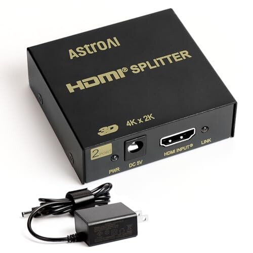 <strong>AstroAI</strong> HDMI 分配器 HDMI スプリッター HDMI 同時出力 1入力2出力 アダプターPSE認証 同時出力 4K 3D HDCP Ver 1.4 Nintendo Switch PS4 Xbox HDTV DVDプレーヤーなど対応 動作確認済 結束バンド付きブラック