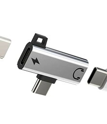 タイプc イヤホンジャック 変換器 Apple IPhone15 Pro Max Plus ipad 10、Air4/5、Mini6、Pro 12.9同時 きゅうそく充電 分岐 アダプタ オーディオ USB C DAC アダプター Type-c Aux 急速充電器 二股 延長 変換機