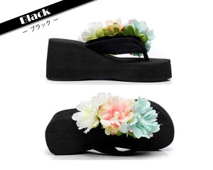 【サンダル】フラワー付き美脚ソール
