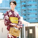 浴衣 セット レディース レトロ 浴衣セット 3点セット 赤系 レッド ベージュ クリーム 百合 ユリ 花 雨縞 綿麻 半幅帯 女性 ボヌールセゾン マクレ 30代 40代 ママ 大人浴衣 フリー 【送料無料】【あす楽対応】