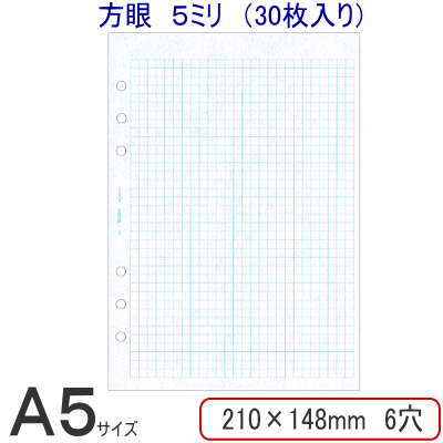 方眼5ミリ（30枚入）/システム手帳　リフィル　A5サイズ（デスクサイズ）...:maejimu:10006729