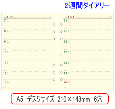 システム手帳 リフィル 2017年 A5サイズ/　2週間ダイアリー　Bindex　バインデ…...:maejimu:10000095