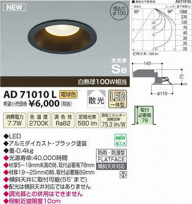 【全商品 ポイント最大 16倍】コイズミ照明　AD71010L　屋内・屋外兼用 防雨・防湿…...:maido-diy:10313398