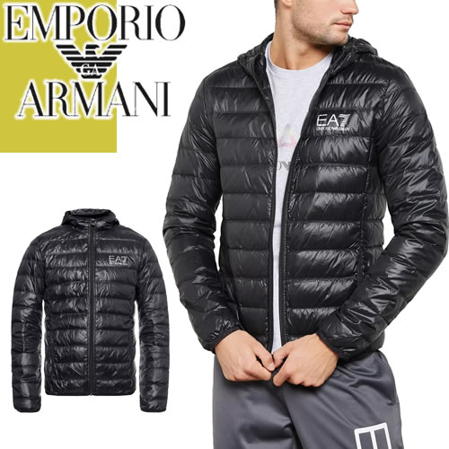 エンポリオ <strong>アルマーニ</strong> EMPORIO ARMANI EA7 ダウン ダウン<strong>ジャケット</strong> ライトダウン メンズ 2023年秋冬新作 アウター インナーダウン パッカブル 軽量 ロゴ ブランド 大きいサイズ 黒 ブラック PACKABLE HOODED CORE IDENTITY PUFFER JACKET 8NPB02 PN29Z