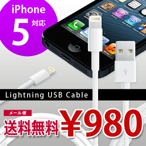 [送料無料] iPhone5 ケース ケーブル 充電器 lightning usb ライトニング [メール便発送][11/16から順次出荷]iphone5の充電OK！データー転送も確認済み！