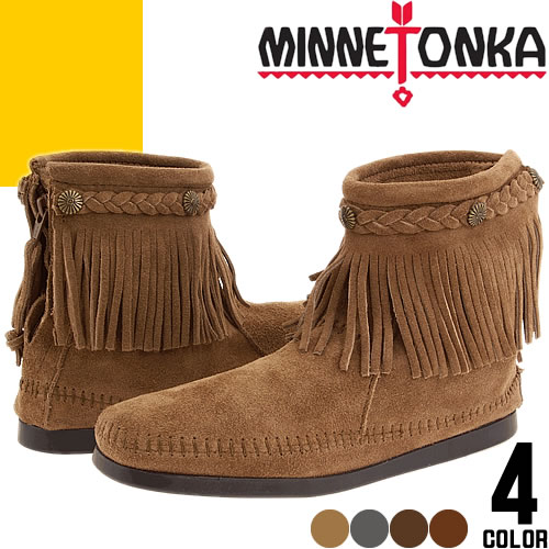 ミネトンカ MINNETONKA ブーツ ショートブーツ レディース ハイトップ バックジップ ぺたんこブーツ グレー ブラウン 茶 ジップアップ スエード 歩きやすい 痛くない 履きやすい HI TOP BACK ZIP BOOT