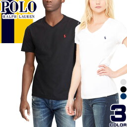 ポロ <strong>ラルフローレン</strong> POLO RALPHLAUREN Tシャツ 半袖 Vネック メンズ レディース ロゴ 刺繍 おしゃれ ワンポイント 綿100% ブランド 白 黒 ホワイト ブラック ネイビー [ゆうパケ発送]