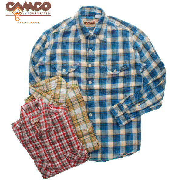 CAMCO【カムコ】 長袖 ライトツイル チェックシャツ メンズ 