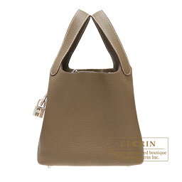 <strong>エルメス</strong>　ピコタンロック22/MM　エトゥープ　トリヨンクレマンス　シルバー金具　HERMES　Picotin Lock bag 22/MM　Etoupe grey　Clemence leather　Silver hardware