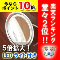 真実の鏡DX【ヒートアイラッシュカーラーのおまけ付+ポイント10倍+送料無料】平型 EC004-5X プロ仕様5倍拡大鏡/拡大ミラー/LED付