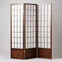 テレワーク 和風衝立 3連 間仕切り 【幅43.5×奥行2×高さ148.5cm×3枚】 ついたて スクリーン パーティション つい立 仕切 和風 アジアン 屏風 オシャレ ブラウン 茶 在宅勤務 リモート会議 イエナカ