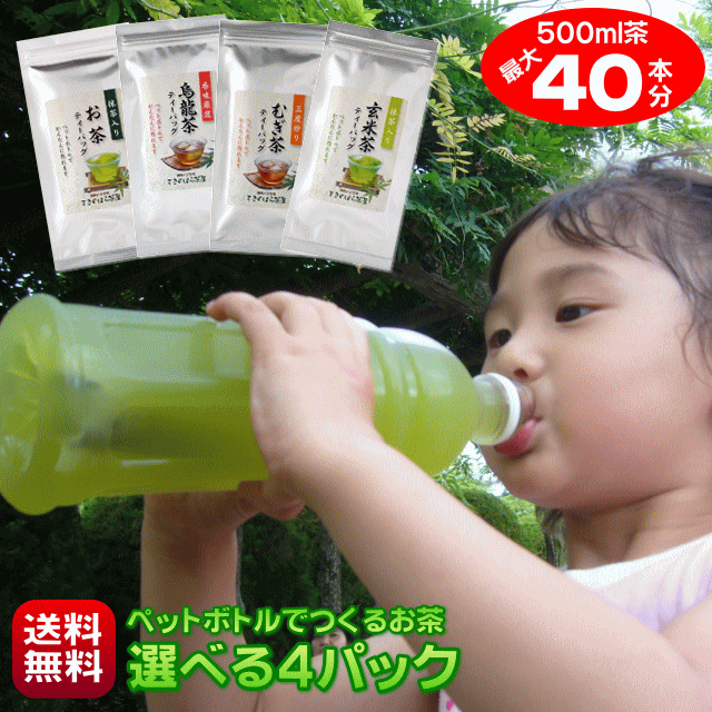 【37％OFF】 お茶 ティーバッグ 500ml 40本作れる 細長パック 1本あたり35円 ペットボトル 緑茶 玄米茶 烏龍茶 麦茶 ほうじ茶 はと麦茶 <strong>和紅茶</strong> お好きなお茶を4つ選べる ティーパック 水出し茶 冷茶 日本茶 静岡茶 国産 無添加 <strong>送料無料</strong> ポスト投函