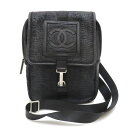 期間限定値下げ!【CHANEL/シャネル】 スポーツライン ショルダーバッグ 12番台(2008年頃)/ナイロン/リザード型押しレザー ブラック レディース【中古】【真子質店】【MoMix】【pdpd】