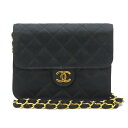 【CHANEL/シャネル】 ミニマトラッセ チェーンショルダー ココマーク ショルダーバッグ 0番台7桁(1985年頃) サテン ブラック レディース【中古】【真子質店】【GD】【ISMix】