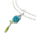 バラ/花/フラワーモチーフ トルコ石/ターコイズ ペリドット/ブルートパーズ ダイヤモンド 計0.05ct ネックレス K18WGホワイトゴールド 18金 7.8g 50cm レディース【中古】【真子質店】【NN】【MaMiMo】
