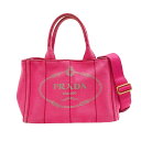 【PRADA/プラダ】 カナパ ミニ 2WAY ショルダー トートバッグ キャンバス ピンク レディース【中古】【真子質店】【GN】【TMoMa】【pdpd】