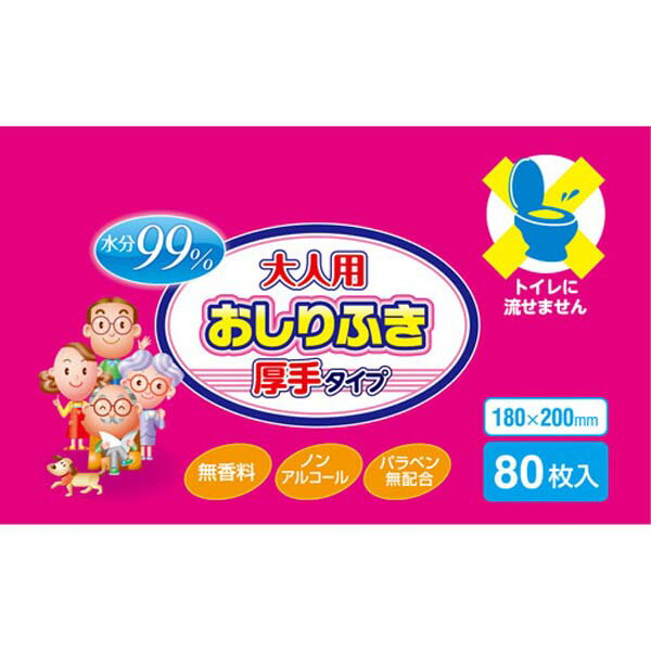 【おしり拭き 介護用】大人用おしりふき厚手80枚（流せないタイプ）【厚手タイプ】大一紙工株式会社 【P】【TC】【楽ギフ_包装】