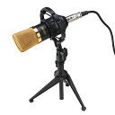 AGPtet マイク 録音 ライブ 放送 動画投稿 歌ってみた コンデンサーマイク+ショックマウント+2.53mケーブル (ブラック/ブルー /レッド )