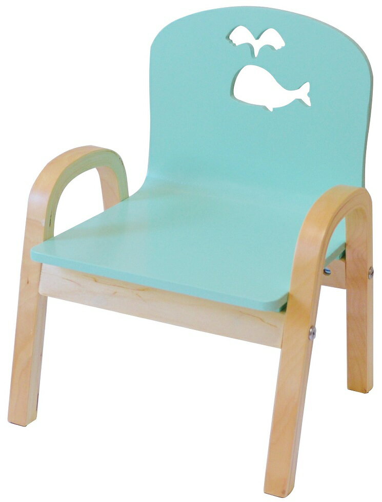 ワケあり 木製キッズチェア 組立済み クジラ スカイブルー スタッキングチェア 木製椅子 …...:mamenchi09:10000119