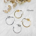 【ノットデザイン/ワンタッチフープピアス】 シルバー/ゴールド 結びピアス リボン フープピアス 大人デザイン