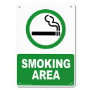 【プラスチックサイン】SMOKING AREA (喫煙所) 35.5×25.5cm グリーン【看板 スモーキングエリア サインプレート インテリア 壁掛け】