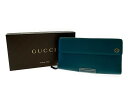 【中古】GUCCI グッチ インターロッキング 三つ折り ラウンドファスナー 長財布 レディース 型番:449397 サイズ:下記参照 カラー:ターコイズブルー ハイブランド 万代Net店